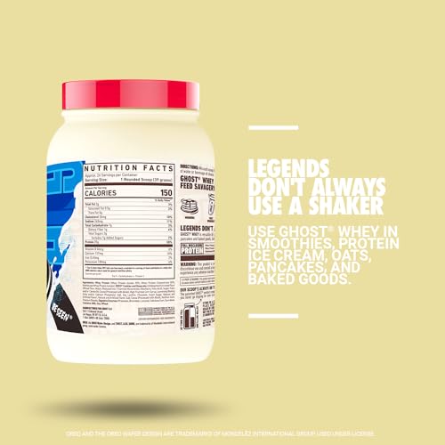 GHOST Whey Protein Powder, Oreo - 2LB Tub, 25G of Protein - Cookies & Cream Flavored GHOSTUS supplements