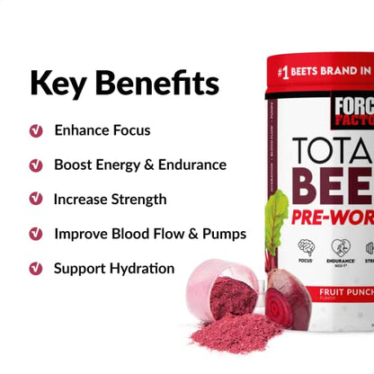 FORCE FACTOR Total Beets Pre-Workout Powder to Boost Energy & Endurance, Increase Force FactorUS supplements