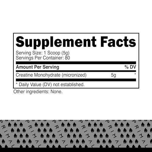 Primal Creatine Monohydrate Powder (400 Grams) | Unflavored Micronized Creatine PrimalUS supplements