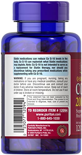 Puritan's Pride Q-Sorb CoQ10 200mg Supports Heart Health,120 Softgels Puritan's PrideUS supplements