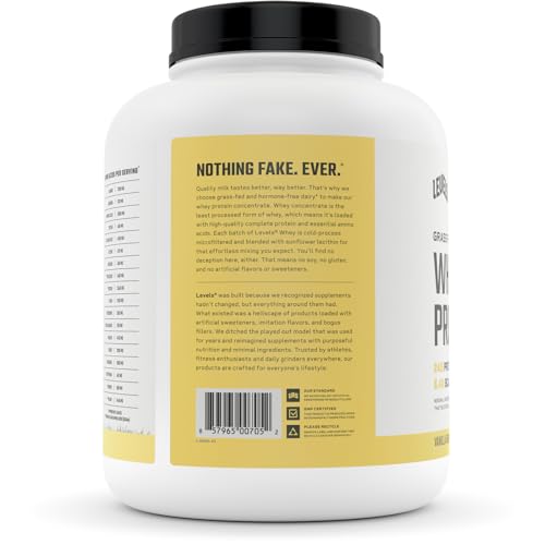 Levels Grass Fed 100% Whey Protein, No Hormones, Vanilla Bean, 5LB Levels NutritionAu supplements