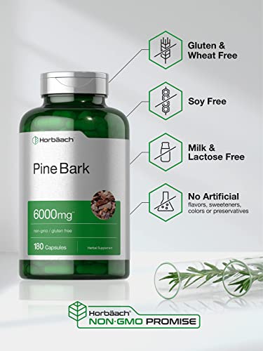 Pine Bark Extract | 6000 mg | 180 Capsules | Standardized to Contain 380 mg Proanthocyan HorbäachAu supplements