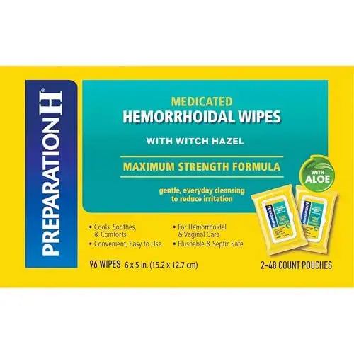 Preparation H Hemorrhoid Flushable Wipes with Witch Hazel for Skin Irritation Relief - 96 Count Preparation HAu supplements