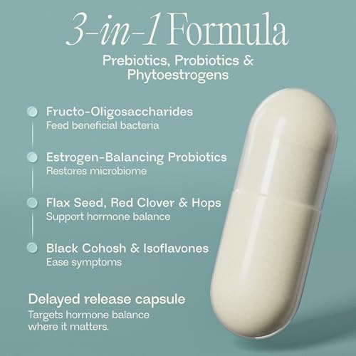 BIOMA Menopause Support Probiotics for Women - Hormone Free Hot Flash & Night Sweat Relief - Gut-Hormone Balance with Phytoestrogens, BB536, Delayed Release (60 Capsules - 30 Day Supply) BIOMAAu supplements