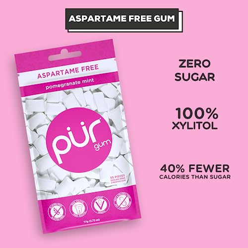 PUR Gum | Aspartame Free Chewing Gum | 100% Xylitol | Natural Pomegranate PURUS supplements