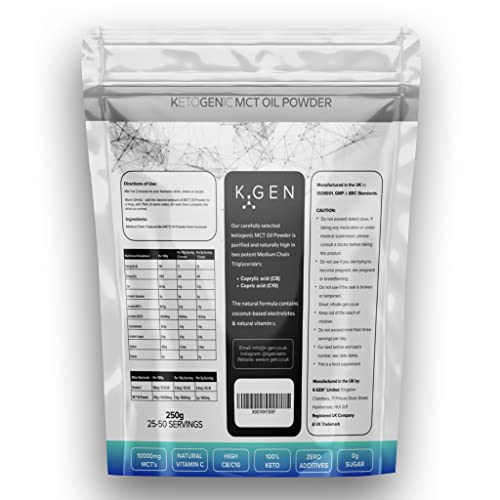 Keto MCT Oil Powder Pure Coconut MCT Keto Coffee Creamer | Premium Quality C8 Easily Absorbed & Digested - Ideal for Paleo & Vegan Diets K GEN ketogenic enhancementAu supplements