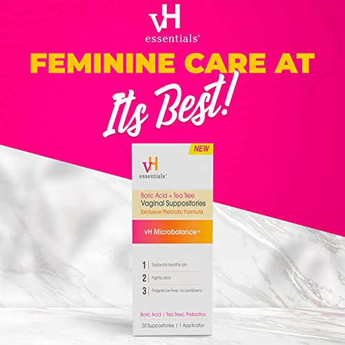 vH essentials Boric Acid + Tea Tree Vaginal Suppositories - Prebiotics Formula with Lactic Acid vH essentialsAu supplements