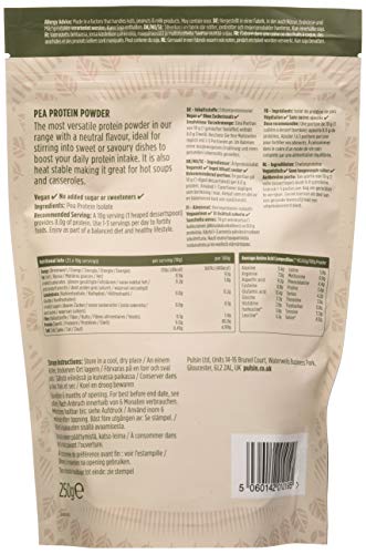Pulsin - Unflavoured Vegan Pea Protein Powder - 250g - 8.0g Protein, 0g Carbs, 41 Kcals Per Serving PulsinUS supplements