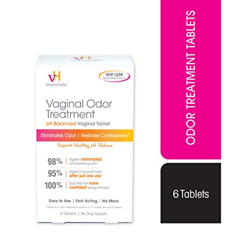 vH essentials Vaginal Odor Treatment - pH Balanced Vaginal Suppositories - 6 Tablets With Applicator, White vH essentialsAu supplements
