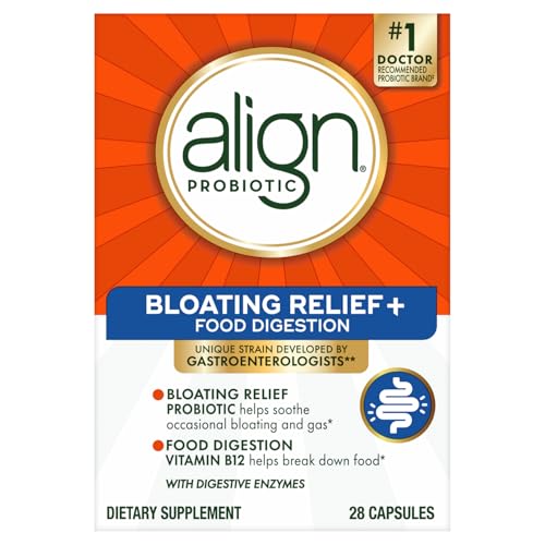 Align Probiotic Bloating Relief + Food Digestion, Probiotics for Women and Men, #1 Doctor Recommended Brand‡, Promotes Digestive Health and Helps Support the Metabolism of Food*, 28 Capsules AlignAu supplements