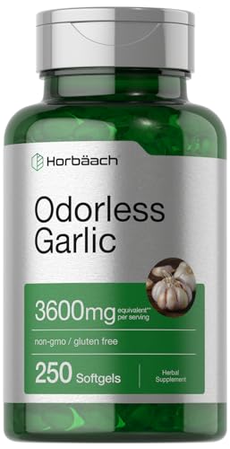 Odorless Garlic Softgels | 250 Count | Ultra Potent Garlic Extract | Non-GMO & Gluten Free HorbäachAu supplements
