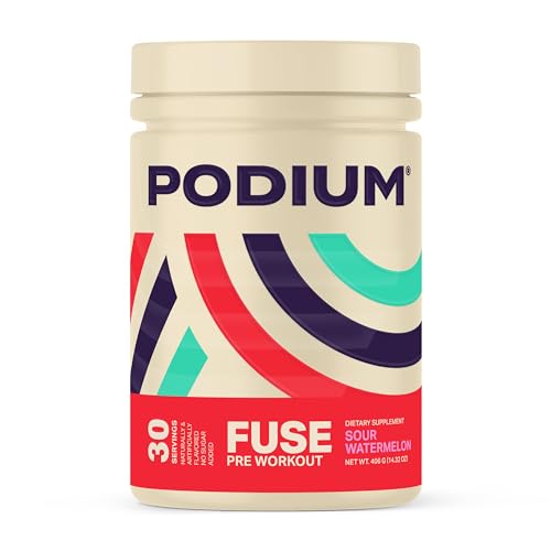Podium Nutrition, Fuse Pre Workout Powder, Sour Watermelon, 30 Servings, Beta Alanine Podium NutritionAu supplements