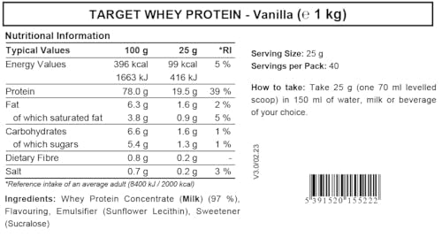 Whey Protein Powder | Vanilla | Target Whey Protein by ROS Nutrition | 1 Kg | 40 Servings | ROS NutritionAu supplements