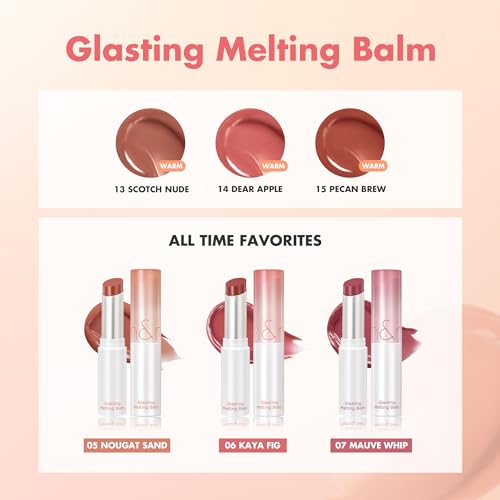 rom&nd GLASTING MELTING BALM #06 Kaya Fig - Vegan K-Beauty Tinted Lip Balm for Crystal Water-Gloss Shine, Deep Hydration & MLBB Rosy Nude Color | Non-Sticky, Long-Lasting Comfort for All Ages rom&ndAu supplements