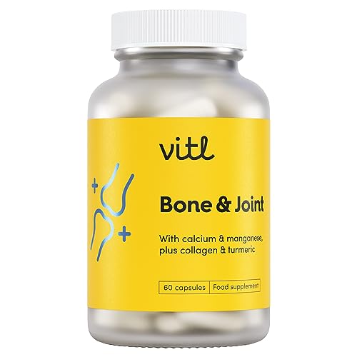 Vitl Bone & Joint Supplement - 60 Capsules - with Calcium, Manganese, Hydrolysed Type II Collagen & Turmeric - Maintenance for Joints, Bones VITLAu supplements