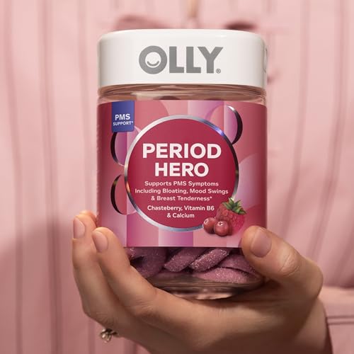 OLLY Period Hero Gummies, PMS Support Supplement,* Chasteberry, Vitamin B6, Calcium, Cran-Raspberry Flavor, 30 Day Supply - 60 Count OLLYAu supplements