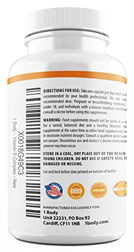 1 Body Vitamin B Complex – 5-MTHF Folate with B1, B2, B5, B6 1 BodyAu supplements