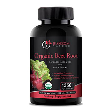 Organic Beet Root Powder 1350mg with Black Pepper-Nitric Oxide Booster, Digestive System Blossom NatureAu supplements