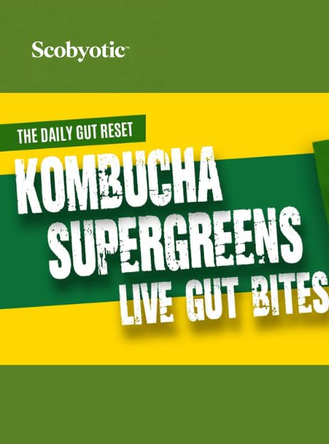 Scobyotic® Kombucha Supergreens Live Gut Bites – 10 Billion CFU Probiotics + Prebiotics & Postbiotics – Kombucha & Supergreens – Freeze-Dried Probiotic Supplement ScobyoticAu supplements