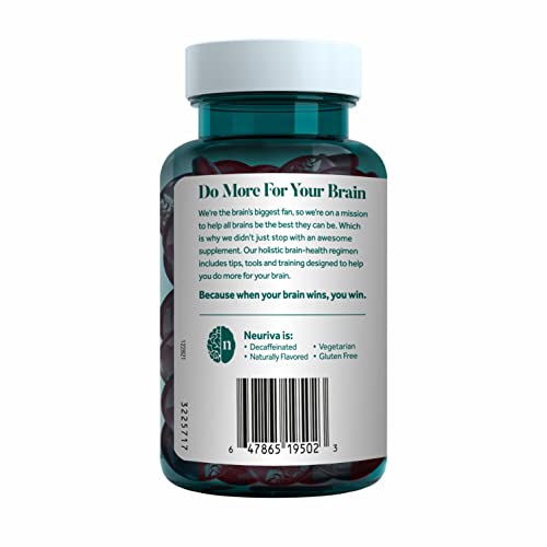 NEURIVA Plus Decaffeinated Nootropic Brain Supplement for Memory, Focus & Concentration & Cognitive Function, Clinically Tested NeuroFactor, Phosphatidylserine, Vitamins B6 B12,50ct Strawberry Gummies NEURIVAAu supplements