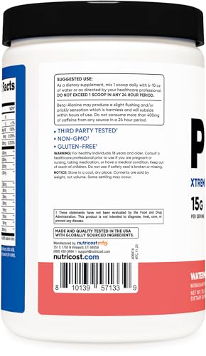 Nutricost Pre-Workout Xtreme, Watermelon, 30 Servings, Vegetarian, Non-GMO and Gluten NutricostAu supplements