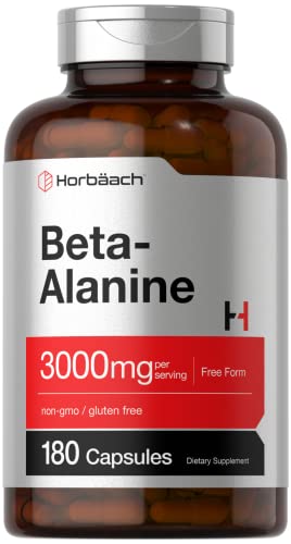 Beta Alanine Capsules | 3000mg | 180 Count | Non-GMO, Gluten Free Supplement HorbäachAu supplements