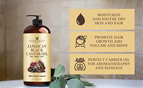 Handcraft Blends Jamaican Black Castor Oil for Hair Growth, Eyelashes and Eyebrows Handcraft BlendsAu supplements