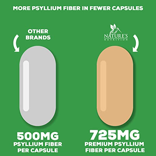 High Absorption Psyllium Husk Capsules 1450mg, Natural Soluble Fiber Supplement Non-GMO Nature's NutritionAu supplements