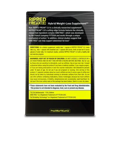 Pharmafreak Ripped Freak 2.0 - Hybrid Weight Loss Supplement - USA - 60ct (Bottle Only) PharmafreakUS supplements