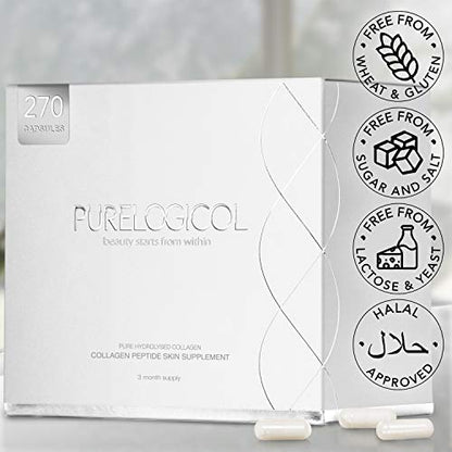 Collagen Supplement, Best Hydrolysed Collagen Peptides, 3 Months Supply for Younger Looking Skin PurelogicolUS supplements