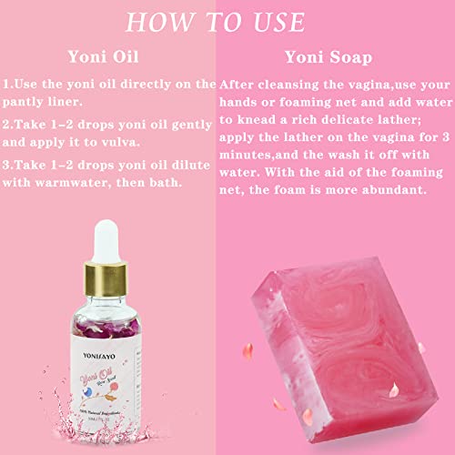 Yoni Wash & Yoni Oil & Yoni Soap for Women Set, 5.29oz Yoni Soap Bar, 2 * 30ml Feminine Oil, 6.7 fl.oz yonisayoAu supplements