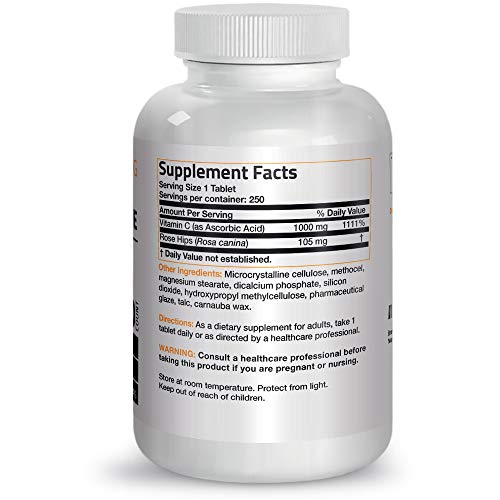 Bronson Vitamin C 1000 mg with Rose Hips Sustained Release, 250 Tablets BronsonAu supplements