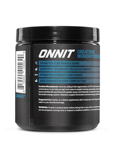 ONNIT Creatine Monohydrate Powder – Unflavored, 90-Serving Value Size – Supports Strength, Lean Muscle, and Brain Energy† – Keto Friendly, No Fillers, 90 Servings, 15.29 oz ONNITAu supplements
