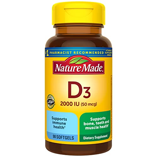 Nature Made Vitamin D3 2000 IU (50 mcg), Dietary Supplement for Bone, Teeth, Muscle Nature MadeAu supplements