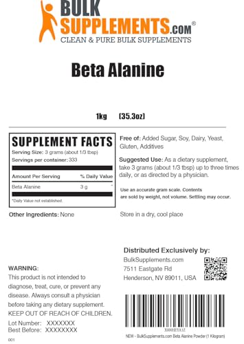 BULKSUPPLEMENTS.COM Beta Alanine Powder - Beta Alanine Pre Workout, Beta Alanine BULKSUPPLEMENTS.COMUS supplements
