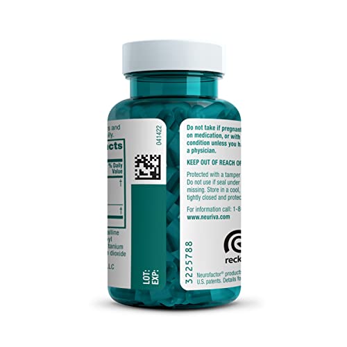 NEURIVA Original Decaffeinated Clinically Tested Nootropic Brain Supplement for Memory, Focus & Concentration, NeuroFactor & Phosphatidylserine, 28ct Capsules NEURIVAAu supplements