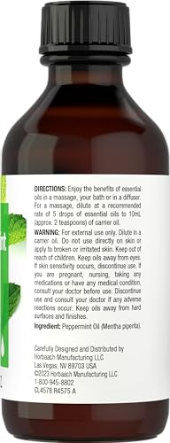 Horbaach Peppermint Oil | 2 fl oz | Pure Essential Spray | for Massage, Bath & Diffusers | Non-GMO HorbäachAu supplements