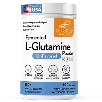 Sandhu's L-Glutamine - 100 Servings -Made in USA -500 Gram- Non-GMO- Amino Sandhu'sUS supplements
