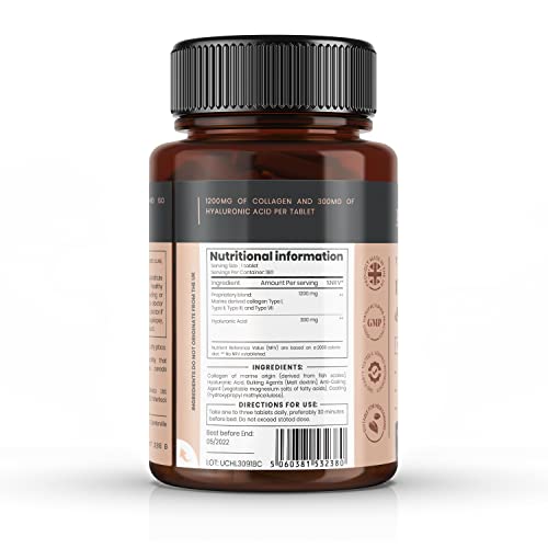 UltraColl Collagen & Hyaluronic Acid 1500mg x 360 Tablets (2 bottles of 180)-1 Years Supply PureclinicaAu supplements