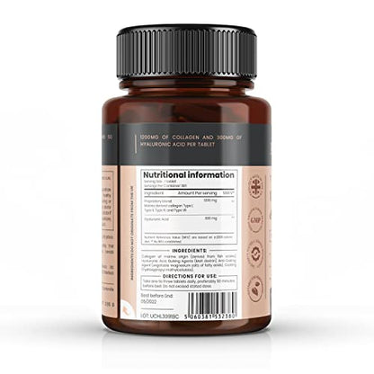 UltraColl Collagen & Hyaluronic Acid 1500mg x 360 Tablets (2 bottles of 180)-1 Years Supply PureclinicaUS supplements