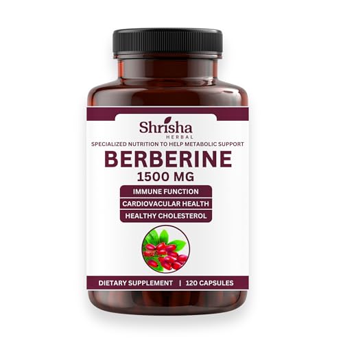 SHRISHA HERBAL Indian Berberine 1500mg - Berberine HCl 500mg Per Capsule - Support SHRISHA HERBALUS supplements