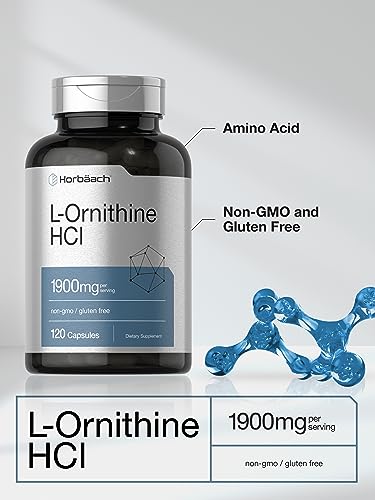 L Ornithine HCl | 1900mg | 120 Capsules | Non-GMO & Gluten Free Supplement HorbäachAu supplements