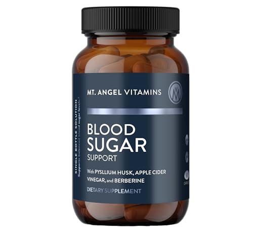 Mt. Angel Vitamins Blood Sugar Support Supplement - Natural Supplement with Pysllium Husk, Berberine with Ceylon Cinnamon, and Apple Cider Vinegar - Supports Healthy Blood Sugar Levels - 60 Capsules Mt. Angel VitaminsAu supplements