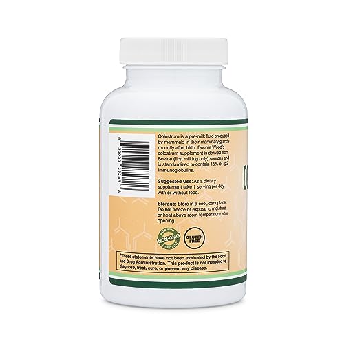 Colostrum Supplement 120 Capsules, 1,000mg per Serving (Bovine Colostrum Powder Double Wood SupplementsUS supplements