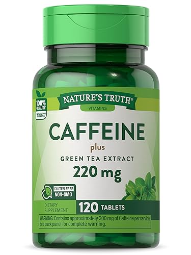 Caffeine Pills | 220mg | 120 Count | with Green Tea Extract | Vegetarian, Non-GMO & Gluten Nature's TruthUS supplements