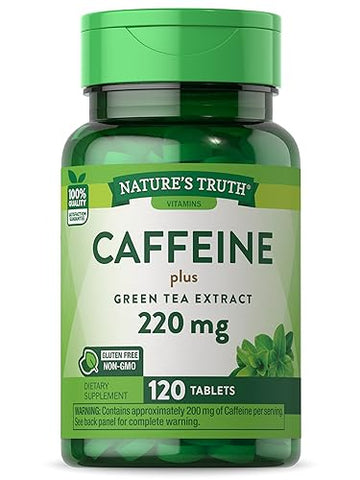 Caffeine Pills | 220mg | 120 Count | with Green Tea Extract | Vegetarian, Non-GMO & Gluten Nature's TruthAu supplements