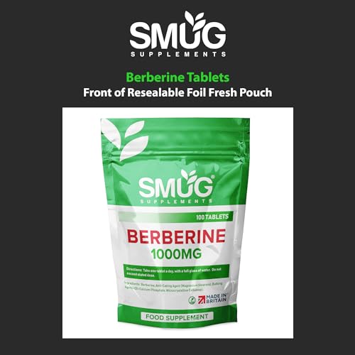 SMUG Supplements Berberine Tablets - 100 High Strength 1000mg Pills - Can Promote SMUG SupplementsUS supplements