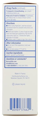 Boiron YeastCalm Homeopathic Suppositories for Yeast Infections, Burning, Discharge BoironAu supplements