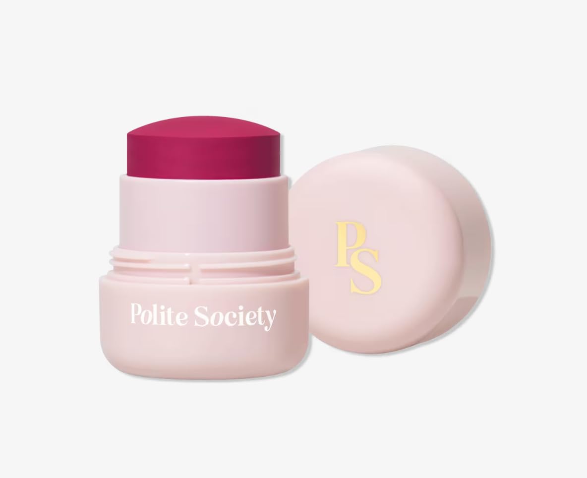 Polite Society Polite Pops Powder Blush Stick, Hybrid Cream to Powder Formula, Buildable Color with Coastal Plant and Vitamin E, Milan bright berry GenericAu supplements