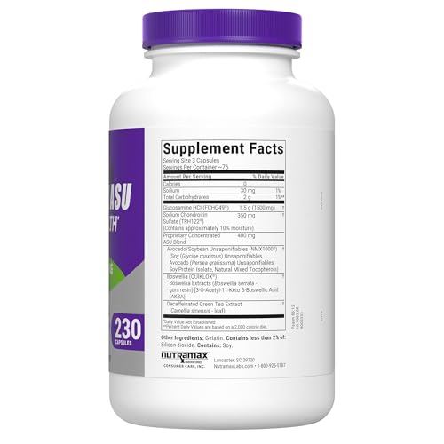 Nutramax Laboratories Cosamin® ASU Joint Health Supplement with Glucosamine, Chondroitin & ASU for Adult Men & Women, Joint Supplement, 230 Capsules Nutramax LaboratoriesAu supplements